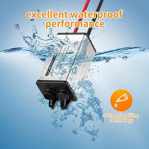 Miniatura 5 de Convertidor CC de 24 V a 12 V 5 A 60 W, convertidor de voltaje, adaptador de corriente CC impermeable, transformador resistente para automóvil,