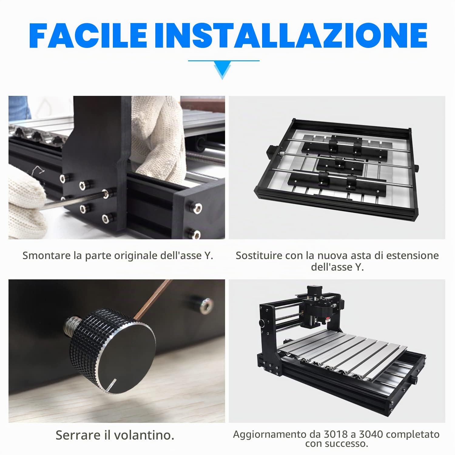Kit di aggiornamento CNC Daedalus 3018, per l'aggiornamento dell'asse X e l'estensione dell'asse Y con pannello di lavoro