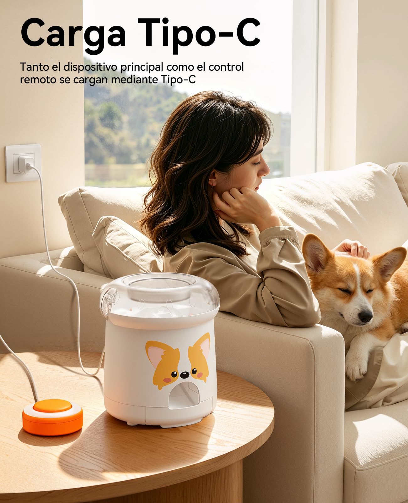 ROJECO Juguete Puzzle para Perros y Gatos, Dispensador de Golosinas Interactivo con Mando a Distancia 30m, Grabación de Voz, Capacidad 300ml, Recargable USB-C, Anti-Estrés y Estimulación Mental