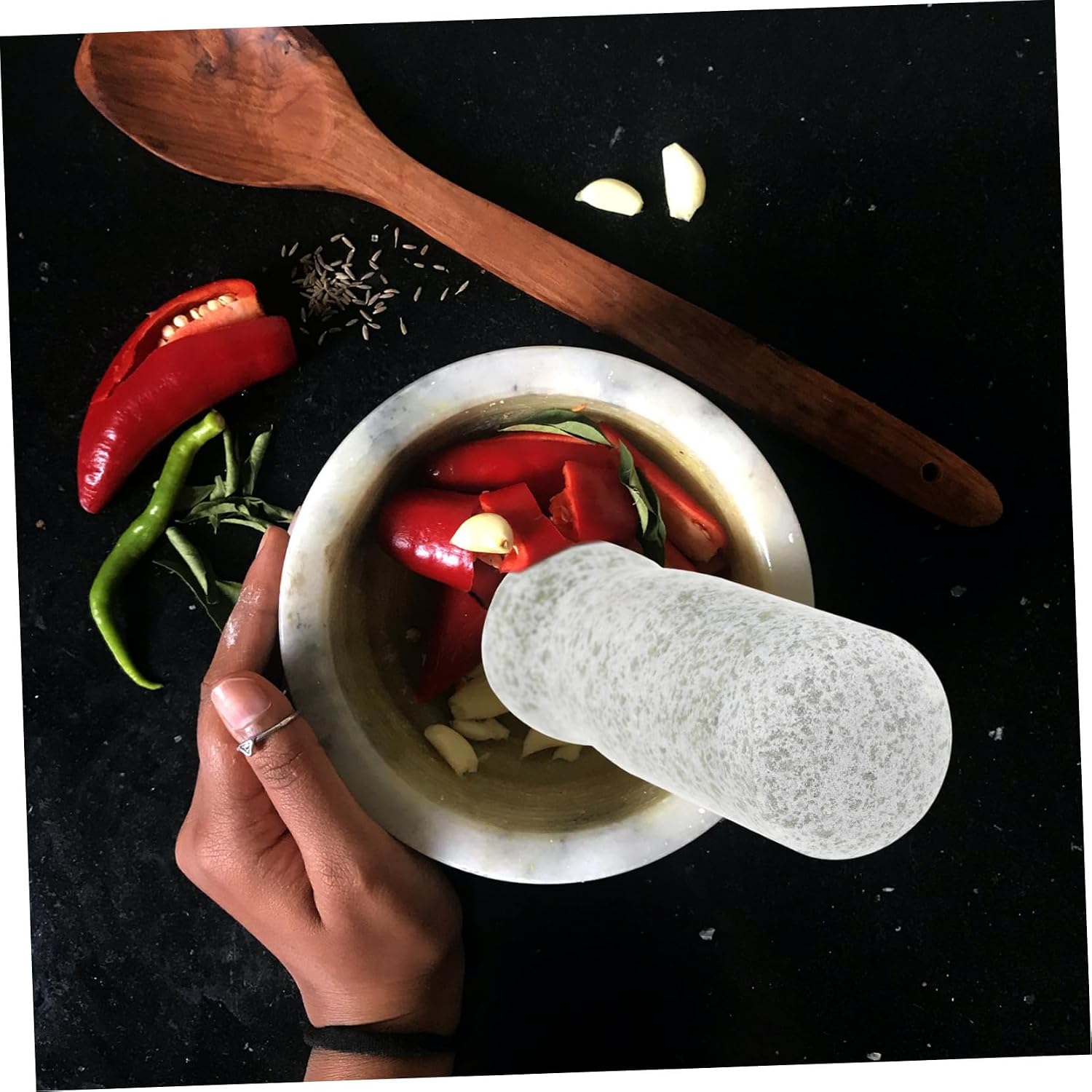 Mikinona Stone Pestle Garlic Lightweight Handheld Masher for Garlic and Medicinal Ingredients Ergonomic Design for Easy Mashing Kitchen Laboratory