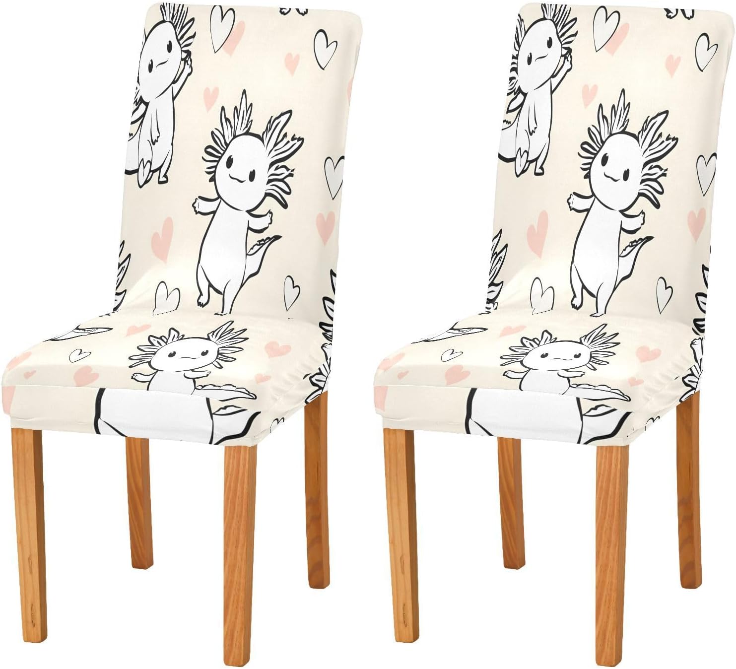 ALAZA Chair Covers for Dining Room, Salamander Love Pattern Stretch Chair Cover Sets Chair Protector Removable Washable for Ktichen Restaurant Hotel