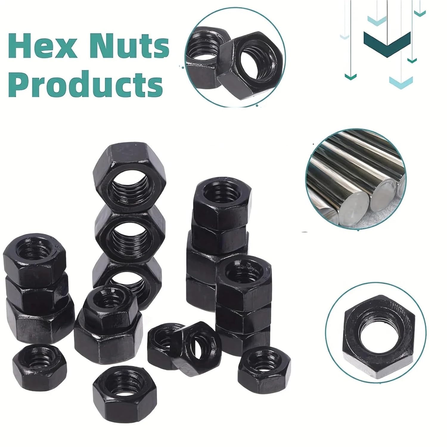 Nut & Bolt Sets 240Pcs Grade 8 Hex Black Flat Screws with Nuts Washers Assortment Kit