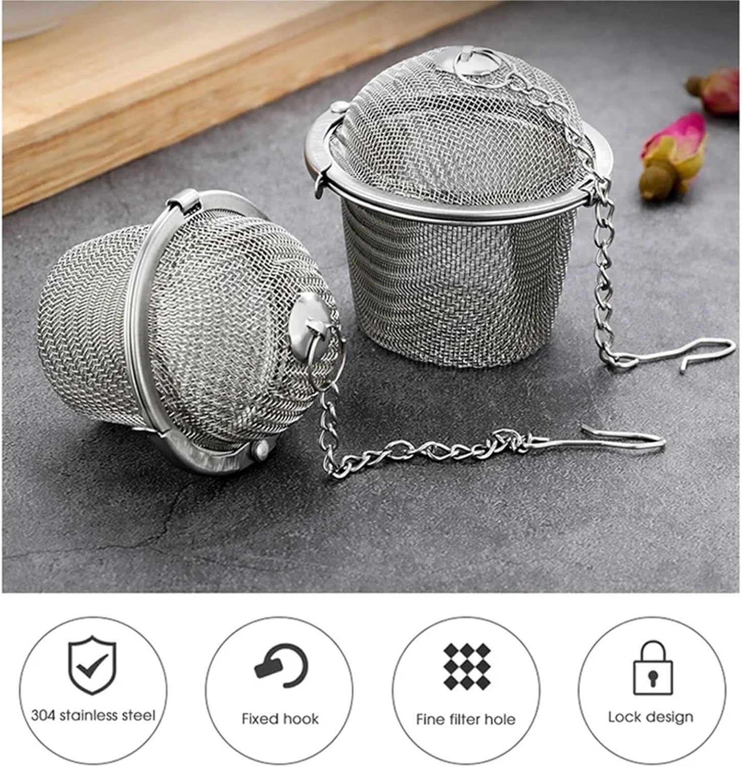 Stainless Steel Mesh Tea Ball Strainer Herb Spice Infuser Diffuser Accessories(Small Dia 4.5cm)