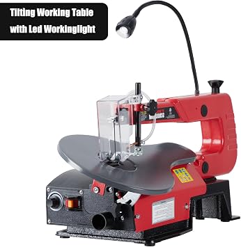 Variable Speed Scroll Saw 16-Inch with Led Workinglight, Extra-Large Adjustable Tilting Work Table for Woodworking