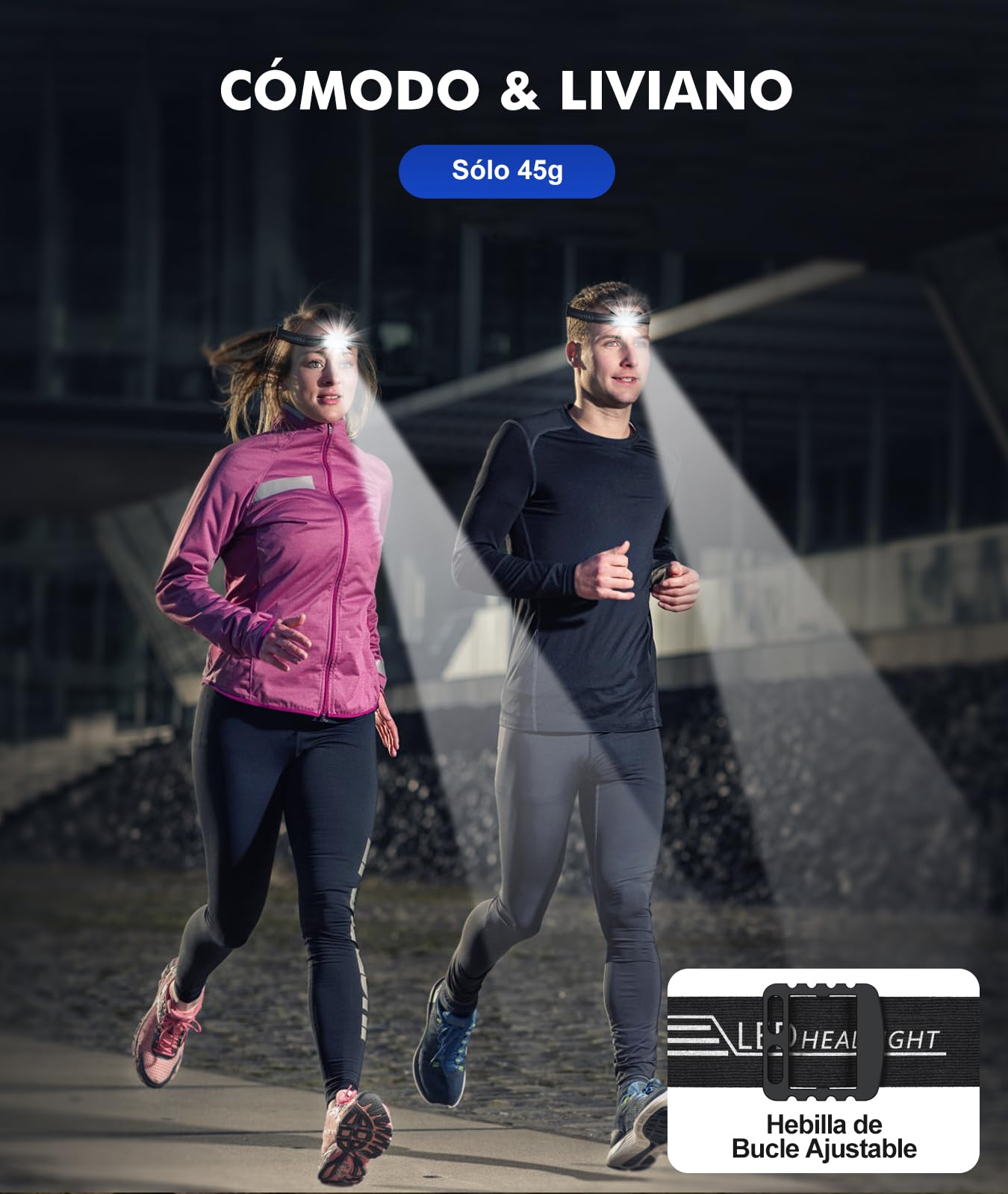 EOIWUY Linterna Frontal, [2 Pack] Linterna Cabeza LED Recargable Súper Brillante con 5 Modos de Luz (Blanca y Roja), IPX4 Impermeable y 60° Ajustable Reflector para Running, Camping, Adultos, Niños