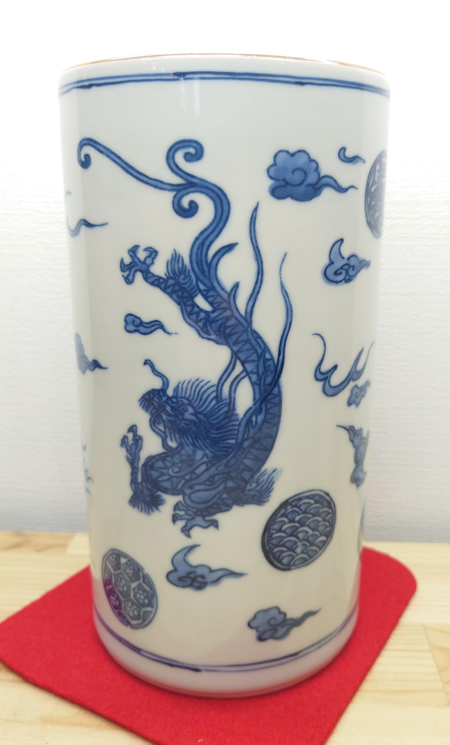 平安 玉堂窯 金襴手 唐草文 皆具 共箱 水指 建水 杓立 蓋置 茶道具