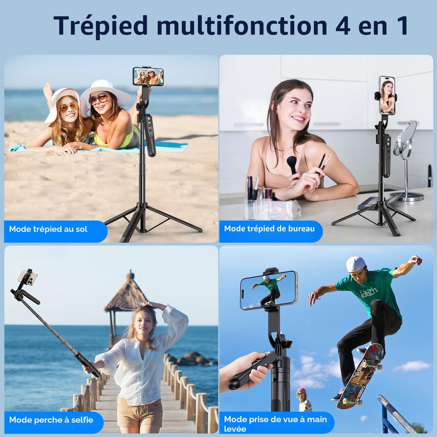 yAyusi Trépied de Suivi Automatique du Visage Rotatif à 360° avec Support, 180cm Support de Trépied avec Capteur, sans App, Contrôle Gestuel, Trépieds Perche à Selfie Intelligentt pour Vidéo/Direct
