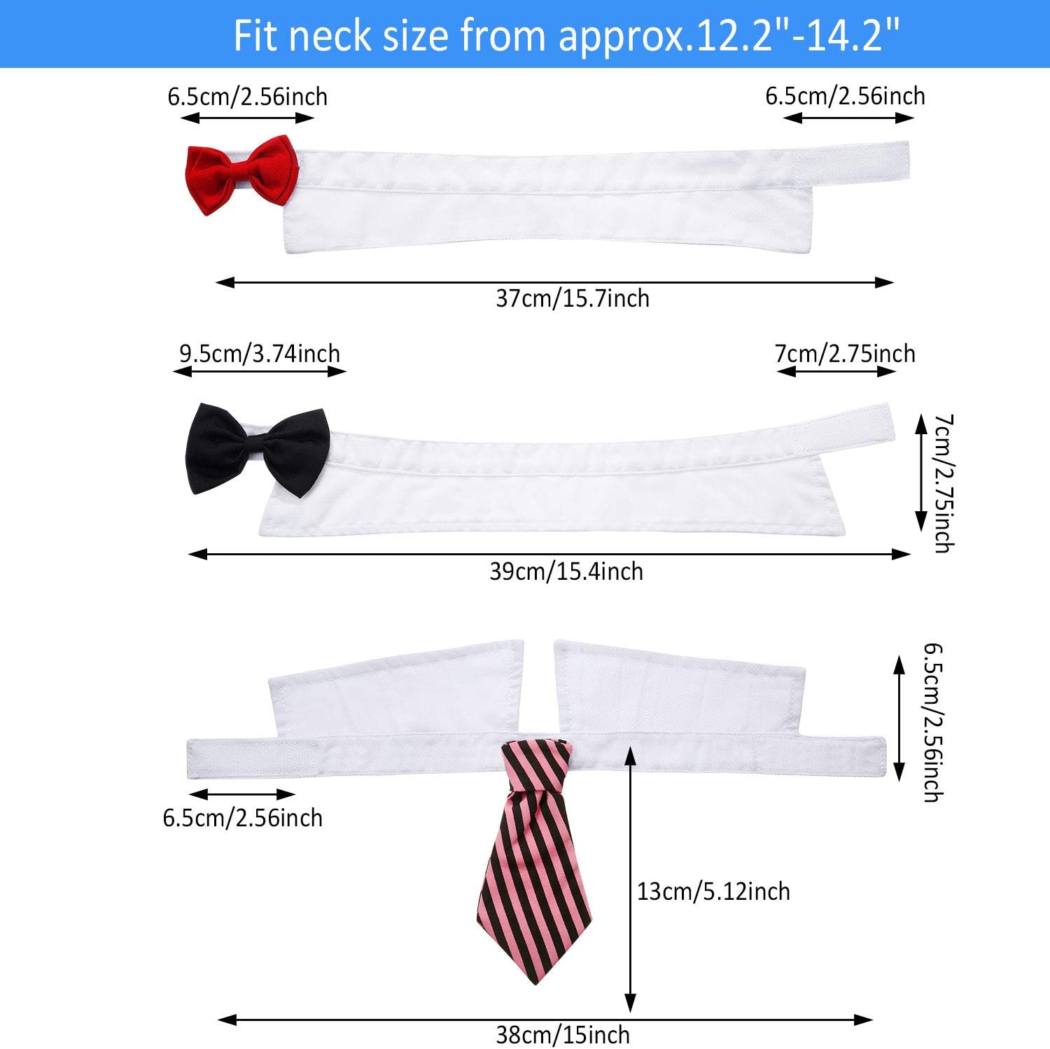 4 Pieces Pet Bow Tie Adjustable Pet Neck Tie Costume Formal Dog Collar for Small Dogs and Cats Puppy Grooming Ties Party Accessories (L, Black, Red, Pink Black, Blue Gray)