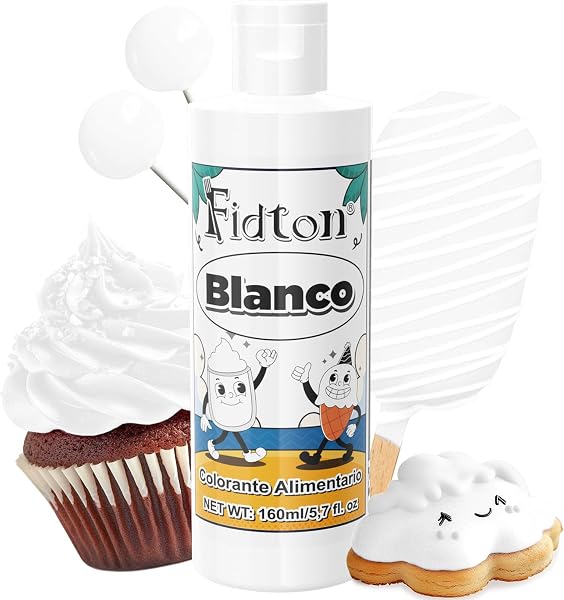 Colorante Alimentario 160ml - Gran Capacidad Colorantes Alimentarios Reposteria Altamente Concentrado para Decoración de Pasteles, Colorante Alimenticio para Fondant Colores, Macarrone - Blanco - 1