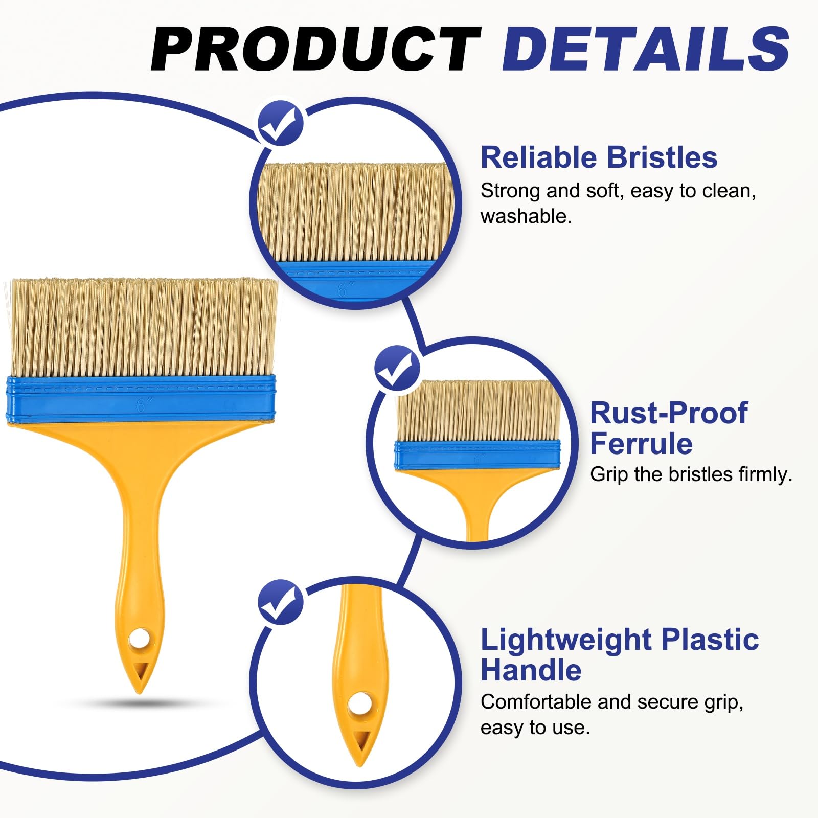QUARKZMAN 16 Pinceles Pintura Planos 5.7 Pulgadas con Cerdas Nylon Y Mango Amarillo Plástico para Pinturas Arte Artesanía Barnices Pegamentos Gesso Paredes Muebles Vallas Terrazas