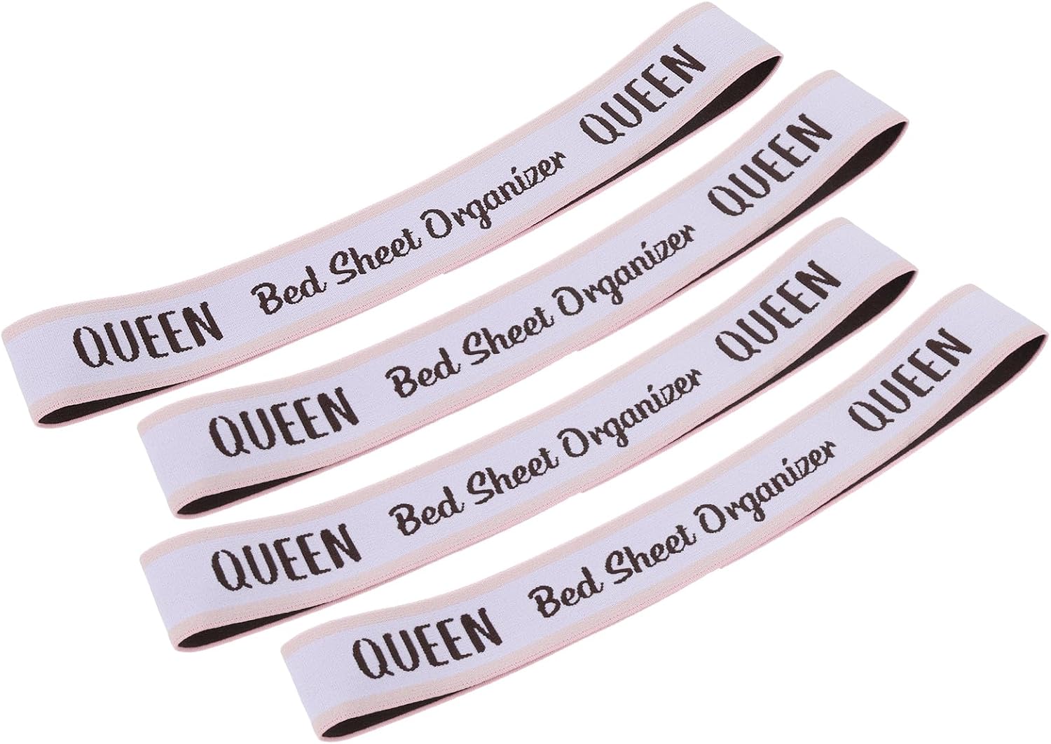 uxcell 4 Pieces Bed Sheet Organizer Bands Keepers Straps White & Pink QUEEN