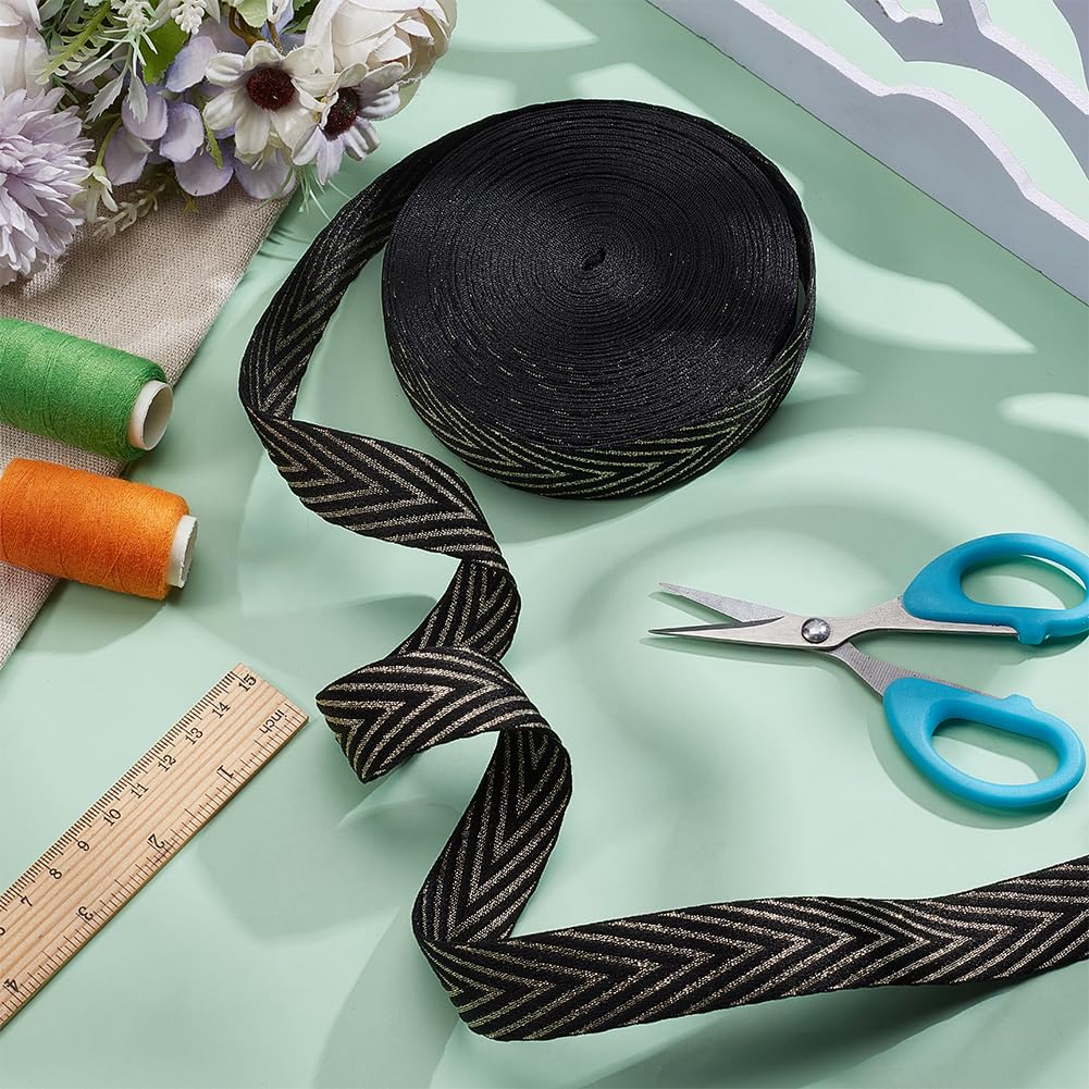 WADORN Jacquardband 18,28 M – Retro-Boho-Stil, 23 Mm Breit, Polyester, Meergrün, Für DIY & Verpackung