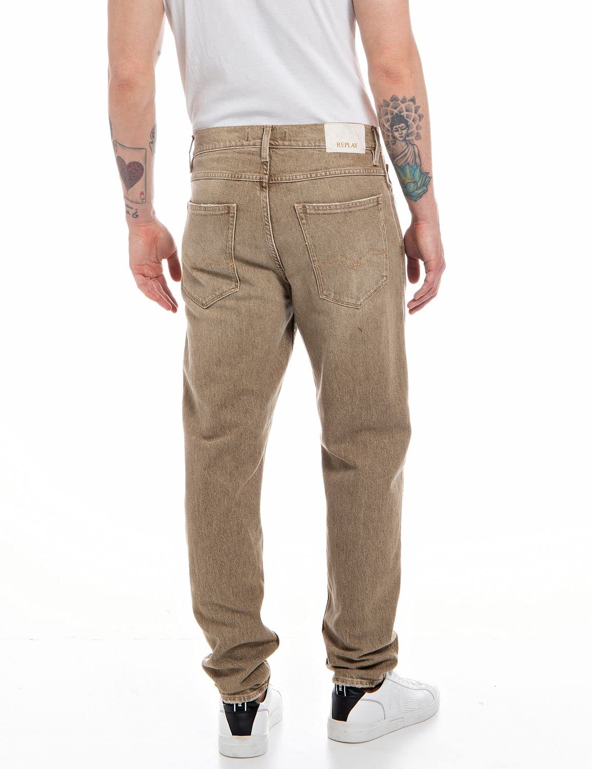 Replay Herren Jeans Sandot Tapered-Fit, Desert 613 (Beige), 30W/30L – Ansicht 2