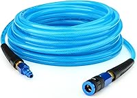 Vista 8 de GASHER Manguera de aire híbrida gris de 3/8" x 50FT, usada para conectar el compresor de aire, conector rápido industrial de 1/4" y enchufe