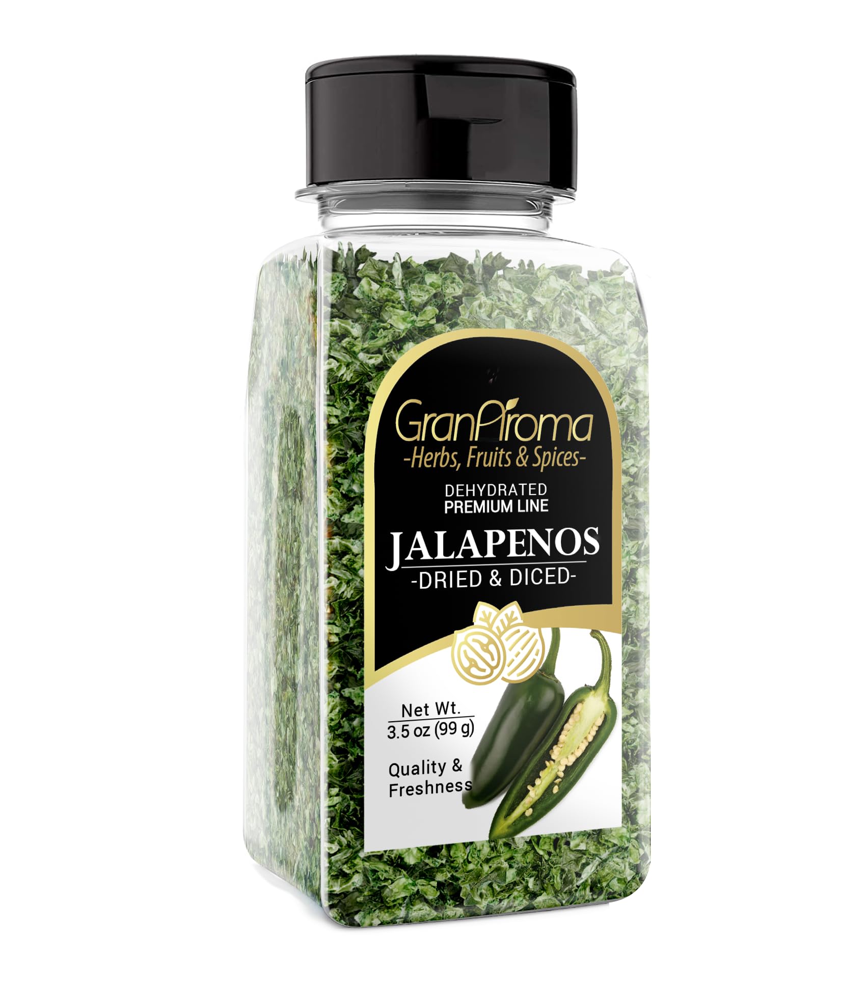 GranAroma Diced Jalapenos, Spicy, Flavorful Peppers, Toppings & Salsas (3.5 Ounce)