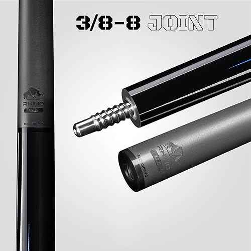 Miniatura 2 de Taco de billar RHINO Racing - Azul - Junta de 38-8 - Eje de carbono premium, diámetro de punta de 12,5 mm, Pro Taper. Empuñadura compuesta