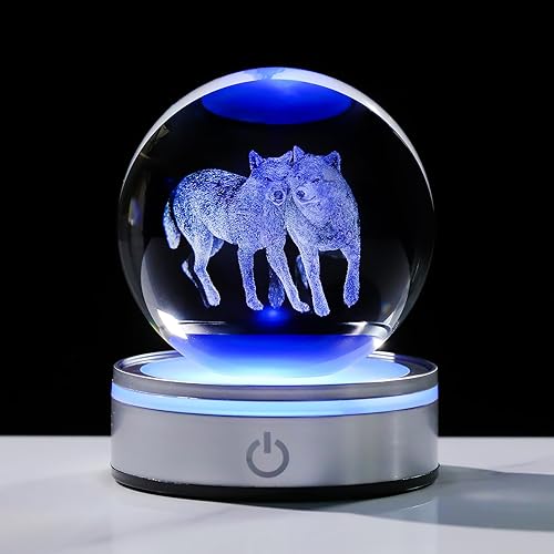 Miniatura 9 de Figura de Hada de Cristal 3D de 3.15 pulgadas, Regalos para Mujeres, Esfera de Cristal Coleccionable de Bruja para su Habitación con Base de Luz