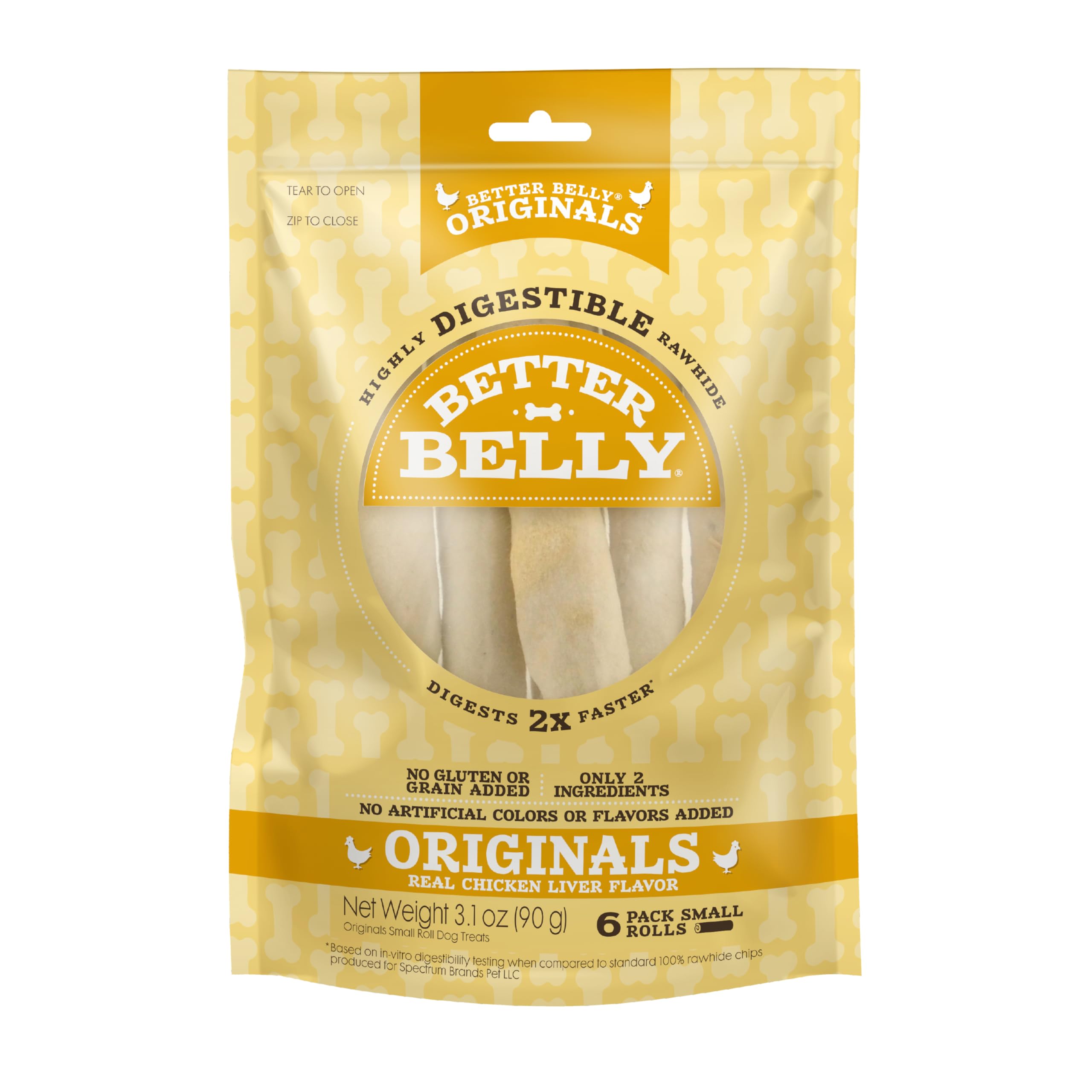 Highly Digestible Rawhide Small Roll Chews, Treat Your Dog to a Chew with NO Artificial Colors or Flavors