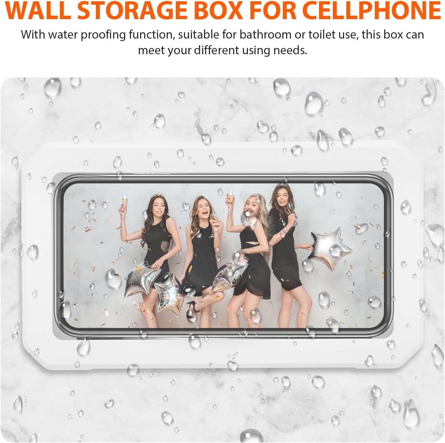 Garneck Wall Mounted Waterproof Shower Phone Holder with Touchscreen Window image 3