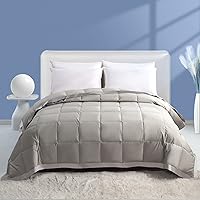 Vista 1 de Dafinner Feather Down Fibers Blanket Twin Size, Extra Lightweight Summer Comforter, Noiseless & Ultra Soft Thin Bed Blanket with Satin Trim Gray