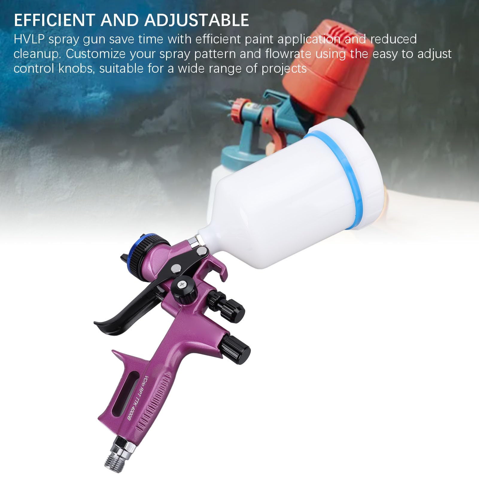 Fockety HVLP Pistolet Natryskowy, Opryskiwacz Farby z dyszą 1,3 Mm, 600 Ml Filiżanki i Regulowane Wzory Natryskowe, Pistolet do Sprayu, do Malowania Domowego, Meble, ściany