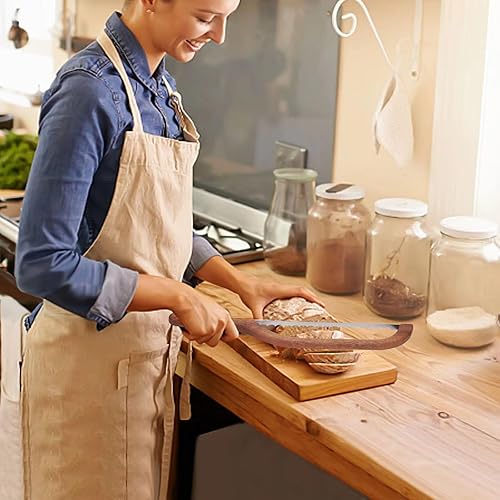 Miniatura 5 de Uprichya Cuchillo de lazo de pan de madera, cuchillo de bagel dentado de 16 pulgadas, cortador de masa madre, cuchillo rebanador de pan para pan