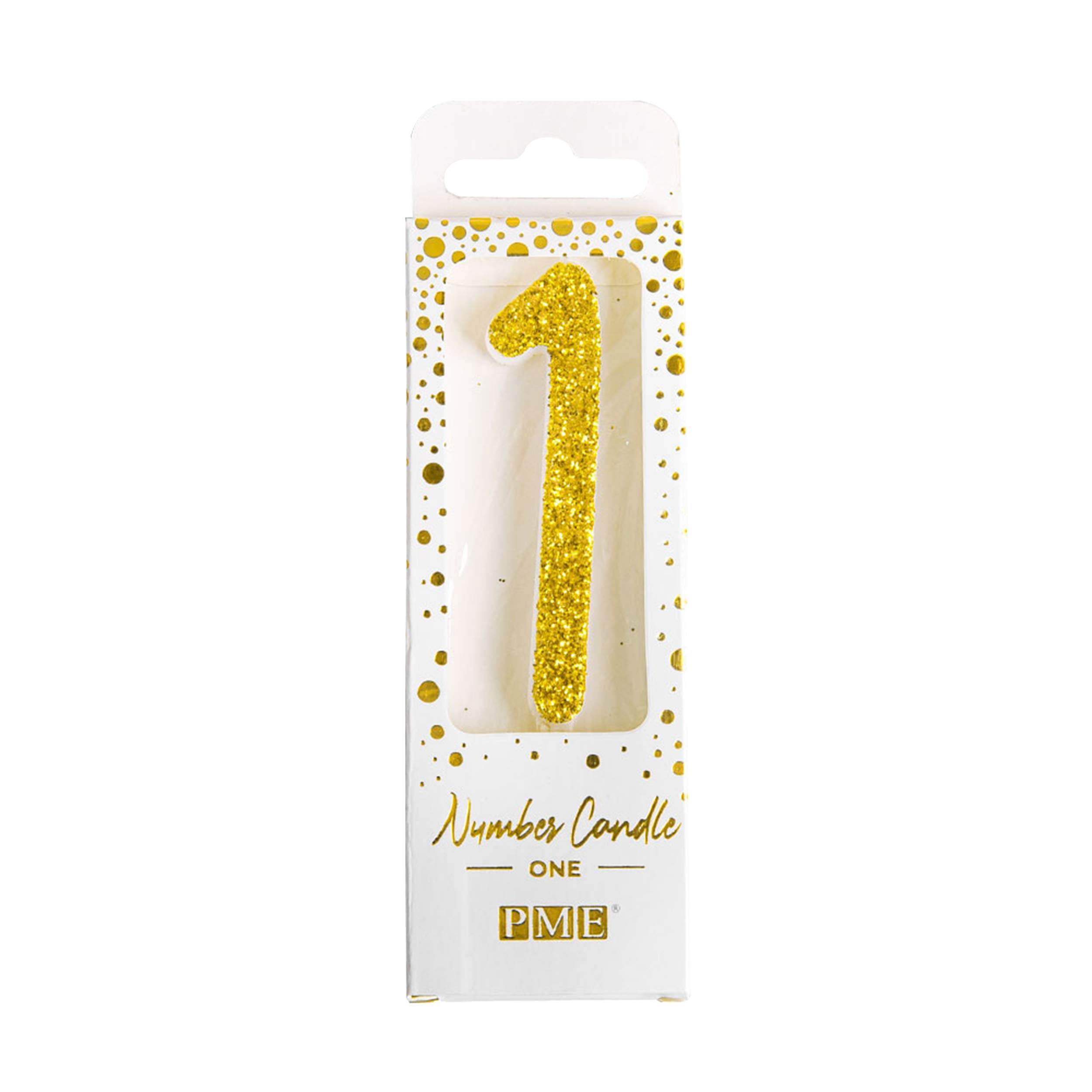 PME Gold Glitter Number Candle 1