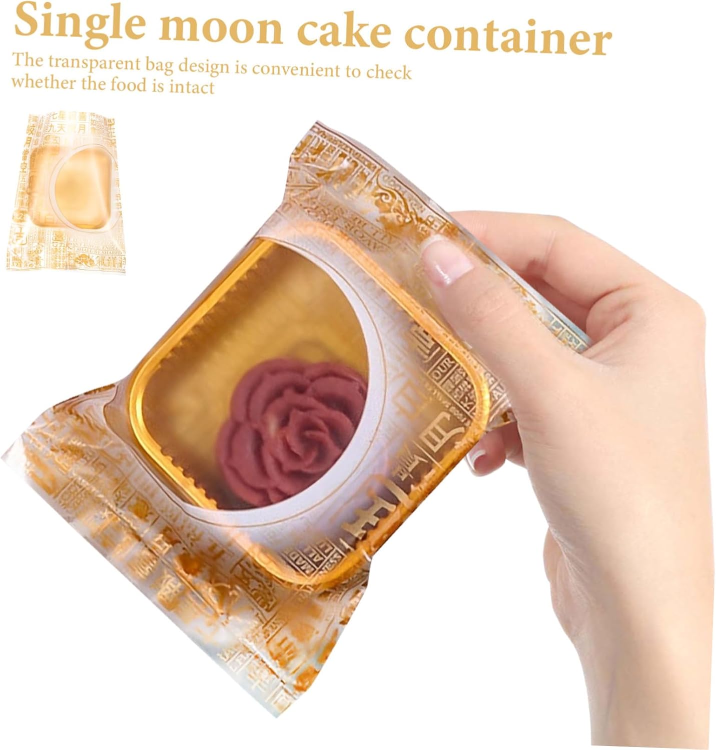 HAPINARY Egg-yolk Puff Packaging Bags and Single Moon Cake Containers with Dessert Tray for Baking and Homemade Desserts Durable Bags and Trays for Festivals and Events