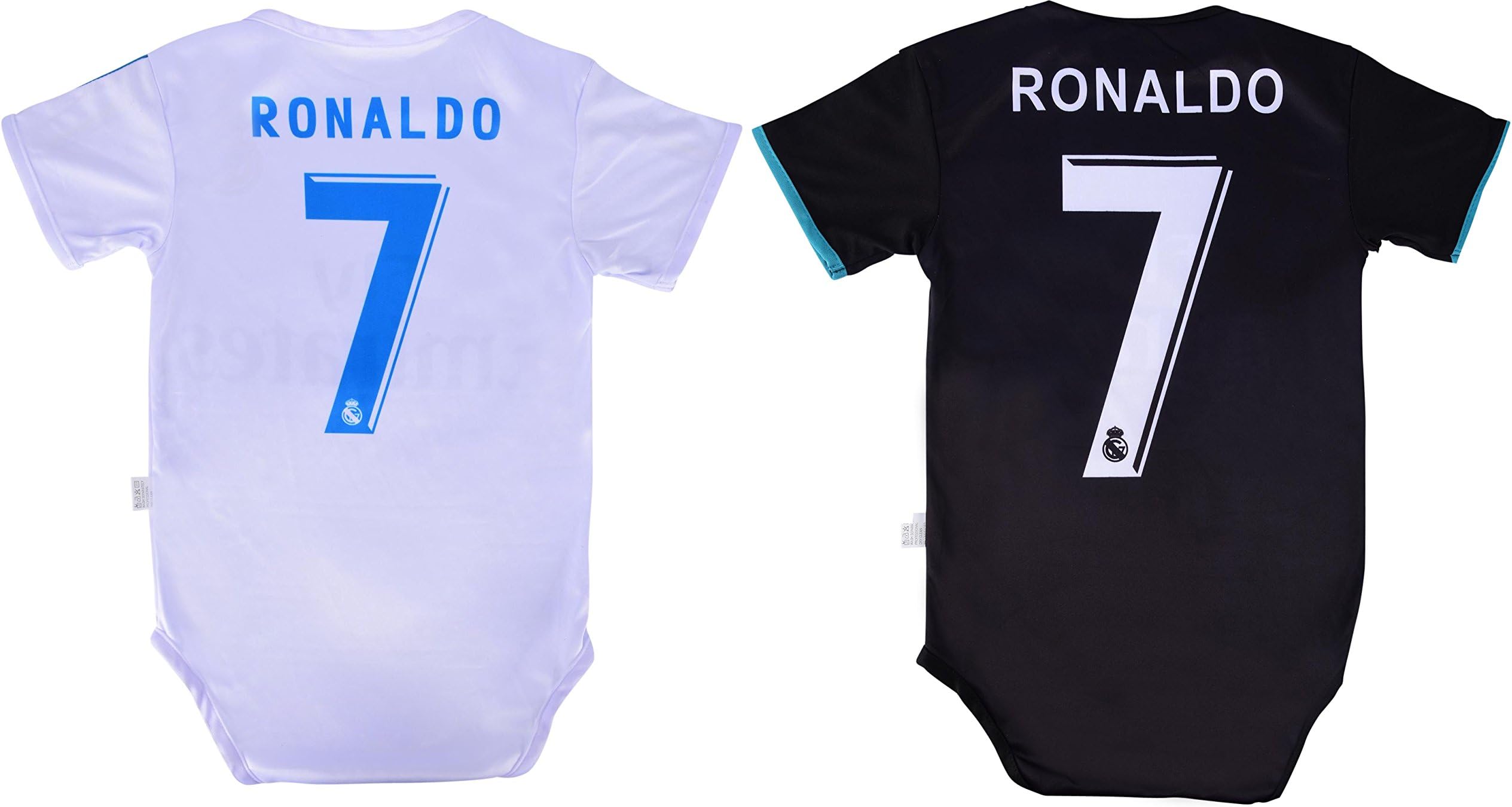 Cristiano Ronaldo #7 Real Madrid Soccer Jersey Baby Infant and Toddler Onesie Romper Premium Quality - Home and Away PACK OF 2 (3-6, Pack of 2)