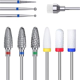 JIAMIAN 10 pcs Electric Nail Drill Bits Kit, Professional Cuticle Polishing Bits for Acrylic Gel Nails, Electric Nail Files Manicure Pedicure Drill Tool, for Manicure Pedicure (silvery)