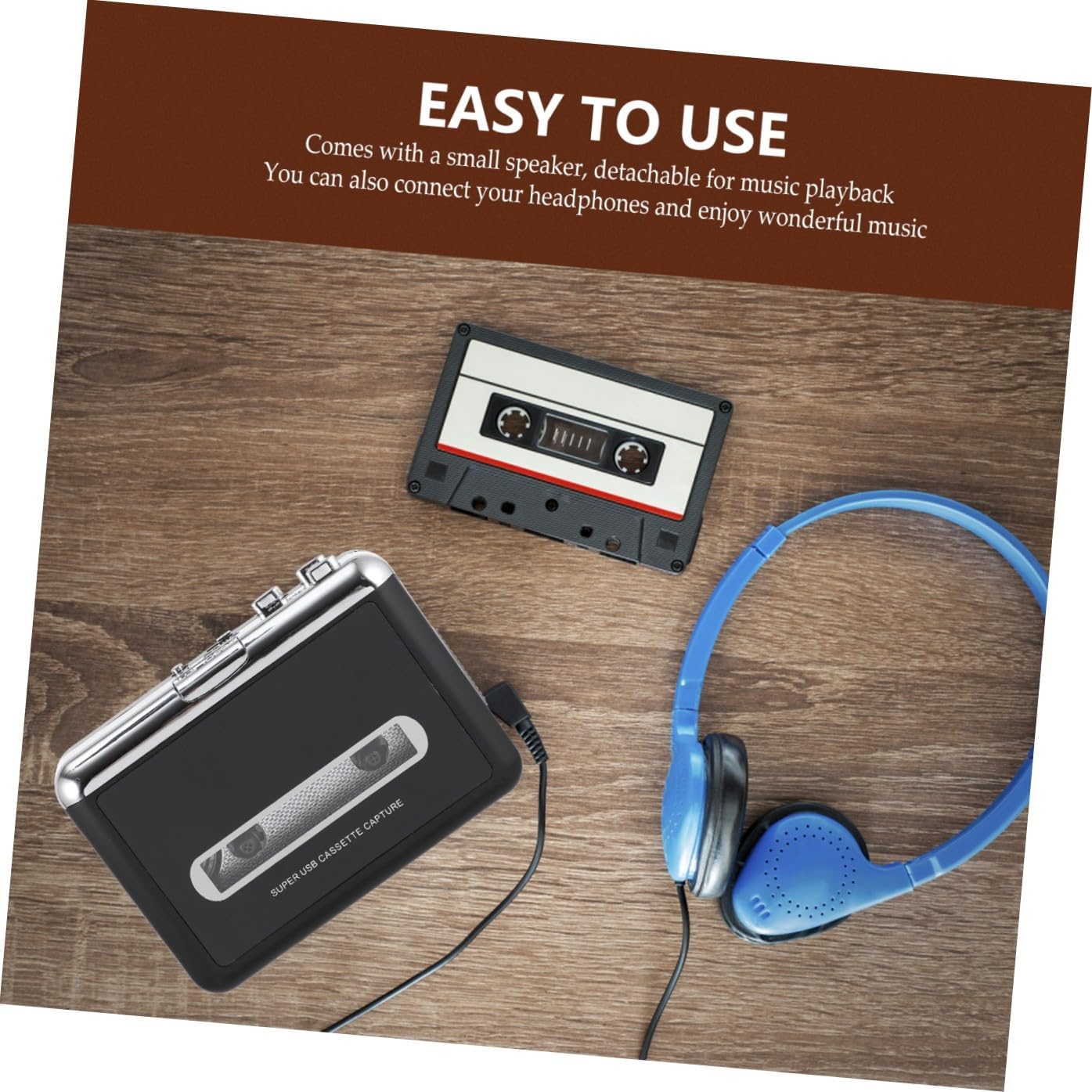 MERRYHAPY Cassette to Mp3 Conversion Cassette Player Speaker Tape to Digital Music Player Personal
