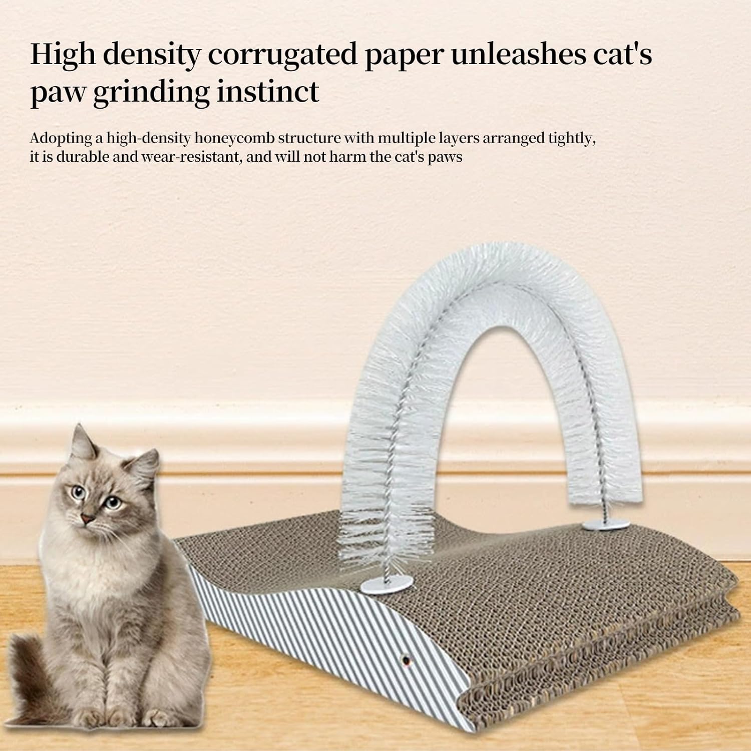 review Cat Scratching Board Cat Scratchers for Indoor Cats Protect Carpets Grind Cat Recyclable Cat Scratcher Cat Arch Face Scratcher with Scratcher Pad, Cats Back Grooming Massager Toy Brush
