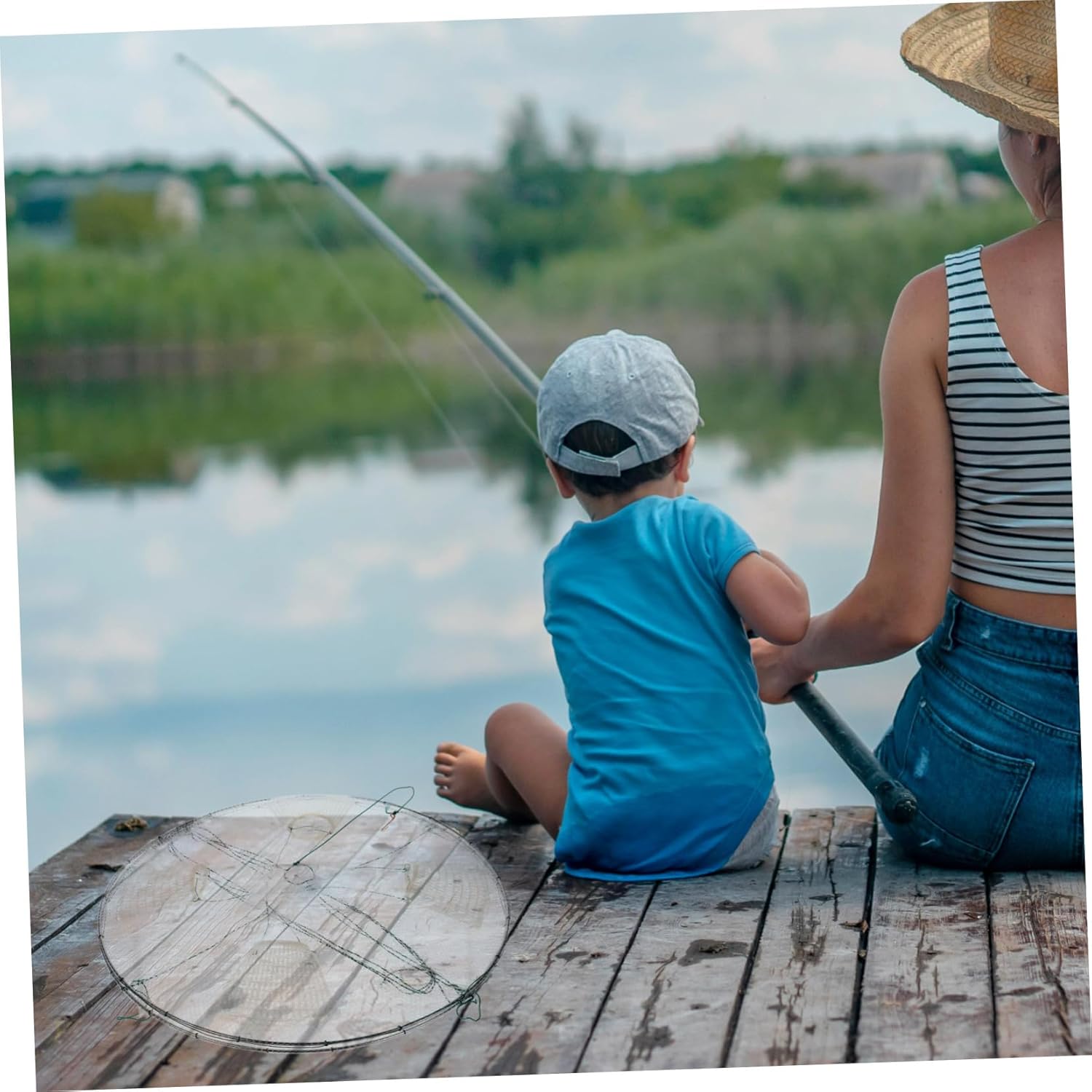 Multi-Functional Crawfish Trap Net Collapsible Fishing Bait Trap for Crab Shrimp Fish Sturdy Lightweight Design for Freshwater Fishing Easy to Use