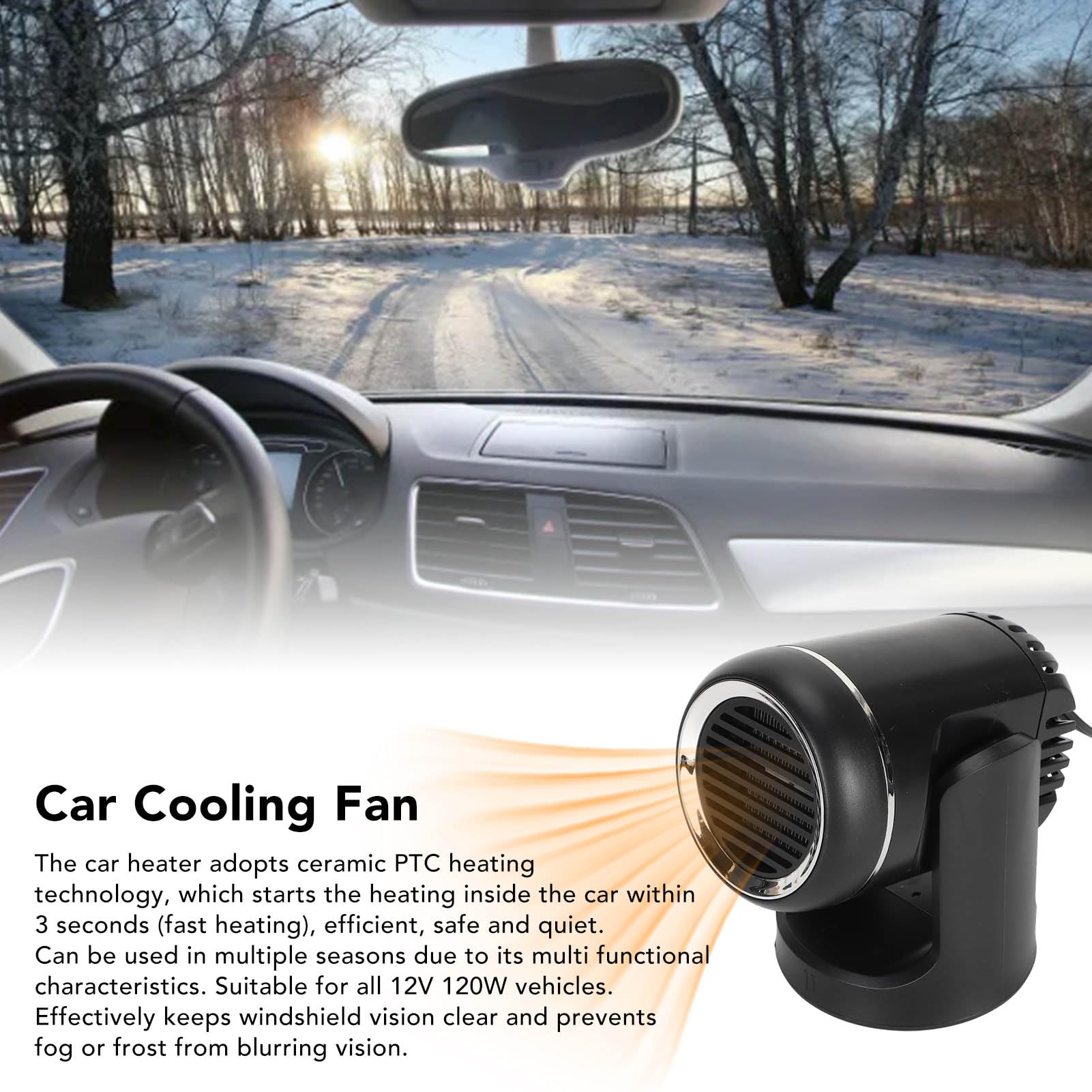 Chauffage De Voiture 12V 120W Dgivreur Portable Avec Fonction Chauffage Et Refroidissement Prise Allume-Cigare - Auto