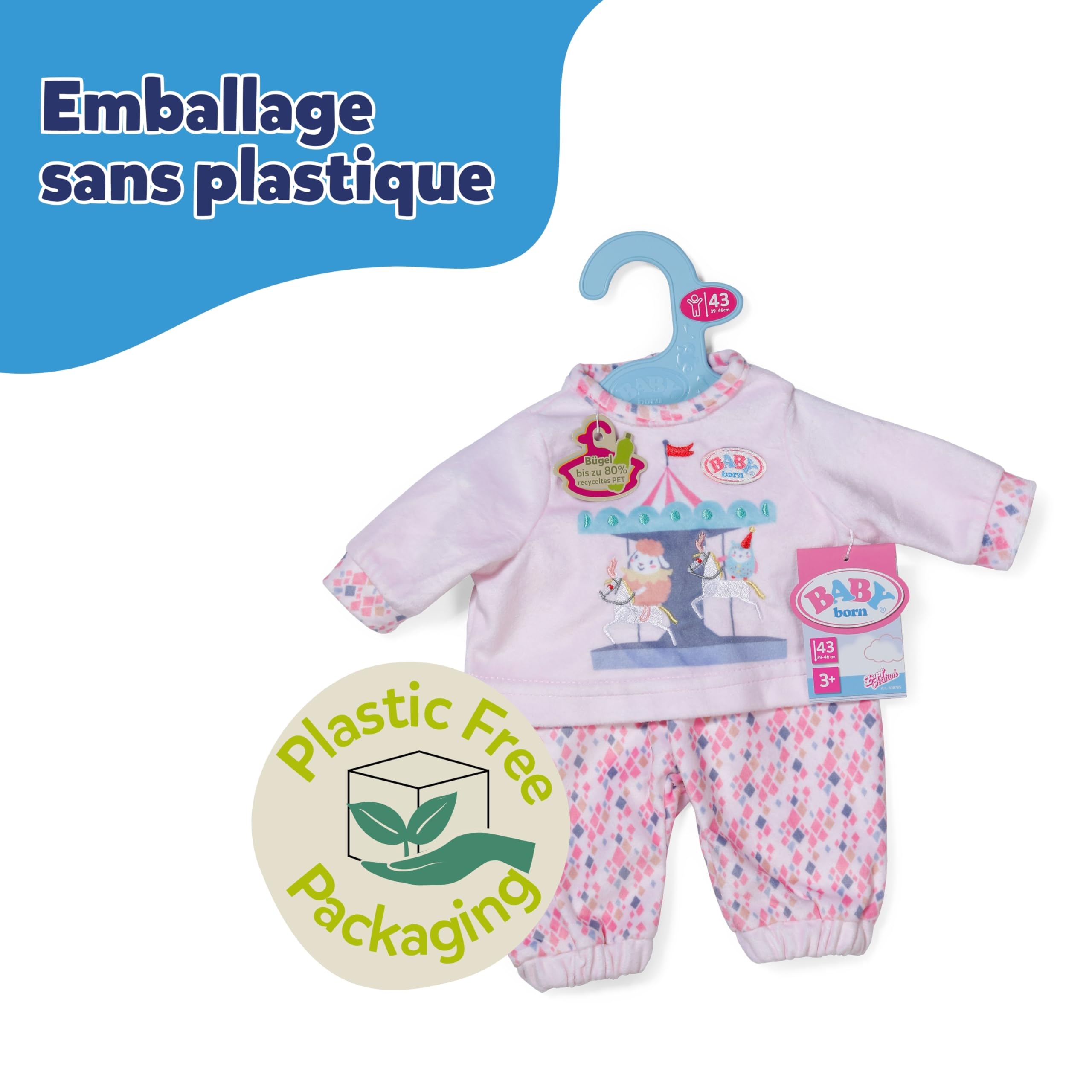 Ensemble Pyjama Bleu 3 Pièces Pour Poupée 17cm - Pyjama, Pantalon Et Masque Yeux
