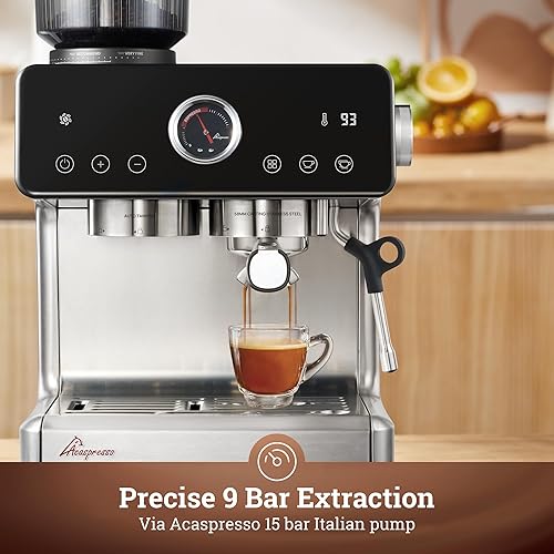 Miniatura 4 de Máquina de café expreso de distribución automática y tamp con molinillo, máquina de café barista con infusión fría, espumador de leche para leche,