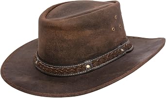 Cowboy Aussie Real Leather Australian Western Outback Bush Hat