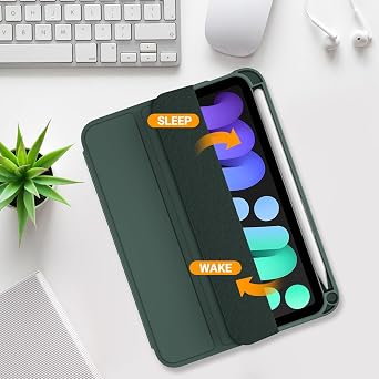 ProCase for iPad Mini 7 A17 Pro 2024/iPad Mini 6 2021 8.3 Inch iPad Mini 7th/6th Gen Case with Pencil Holder, Trifold Stand Smart Folio with Soft TPU Back Cover for iPad Mini 8.3