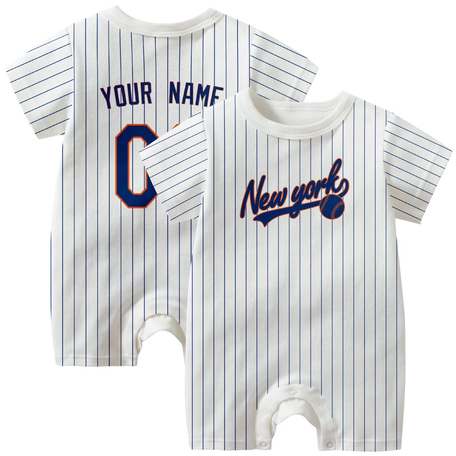 KREDE Baby Clothes Unisex White Bodysuit Rompers Custom Name Number for Baby Boys