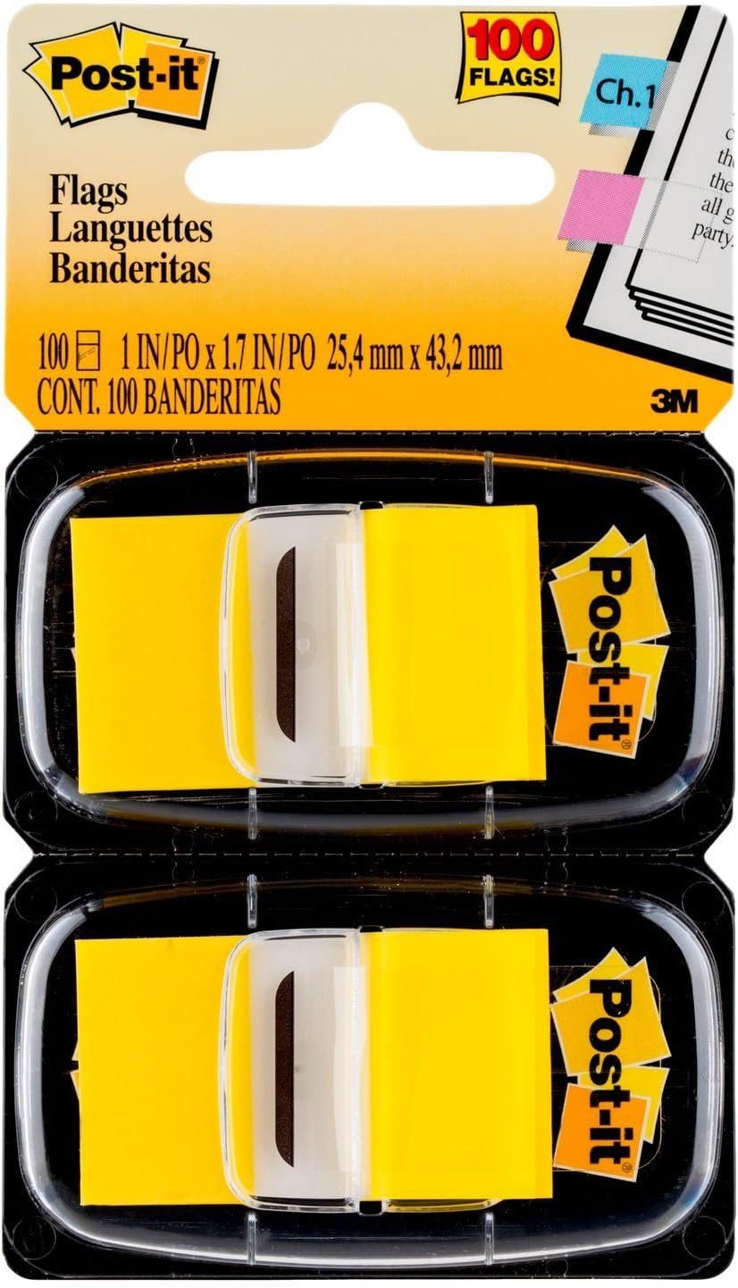 Post-itFlags, Yellow, 1-Inch Wide, 100 Flags, Use to Highlight Important Information (680-YW2)