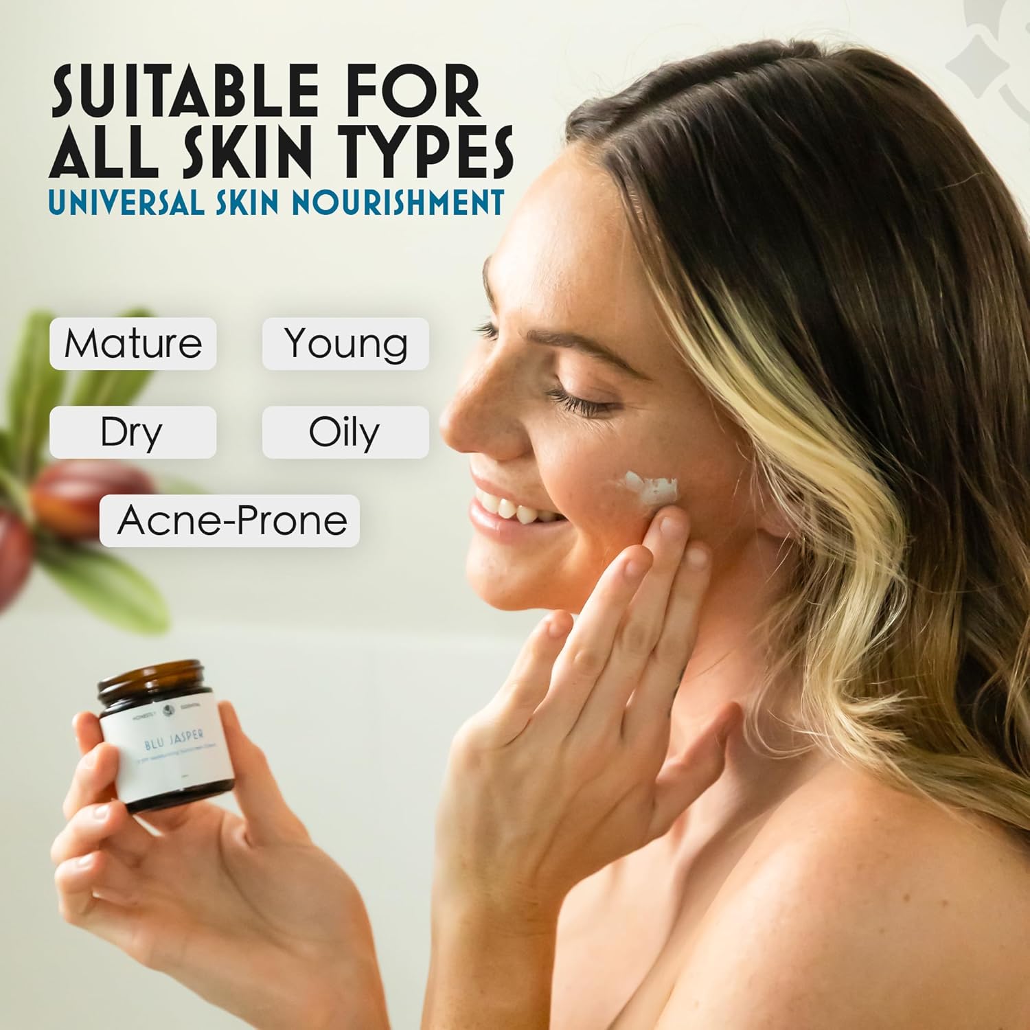 Honestly Essential Blue Jasper Face and Body Moisturizer for Women with SPF | Natural Facial Moisturizing Lotion with Aloe Vera & Jojoba | Hydrating Face Cream with SPF for Nourished Skin | 2oz
