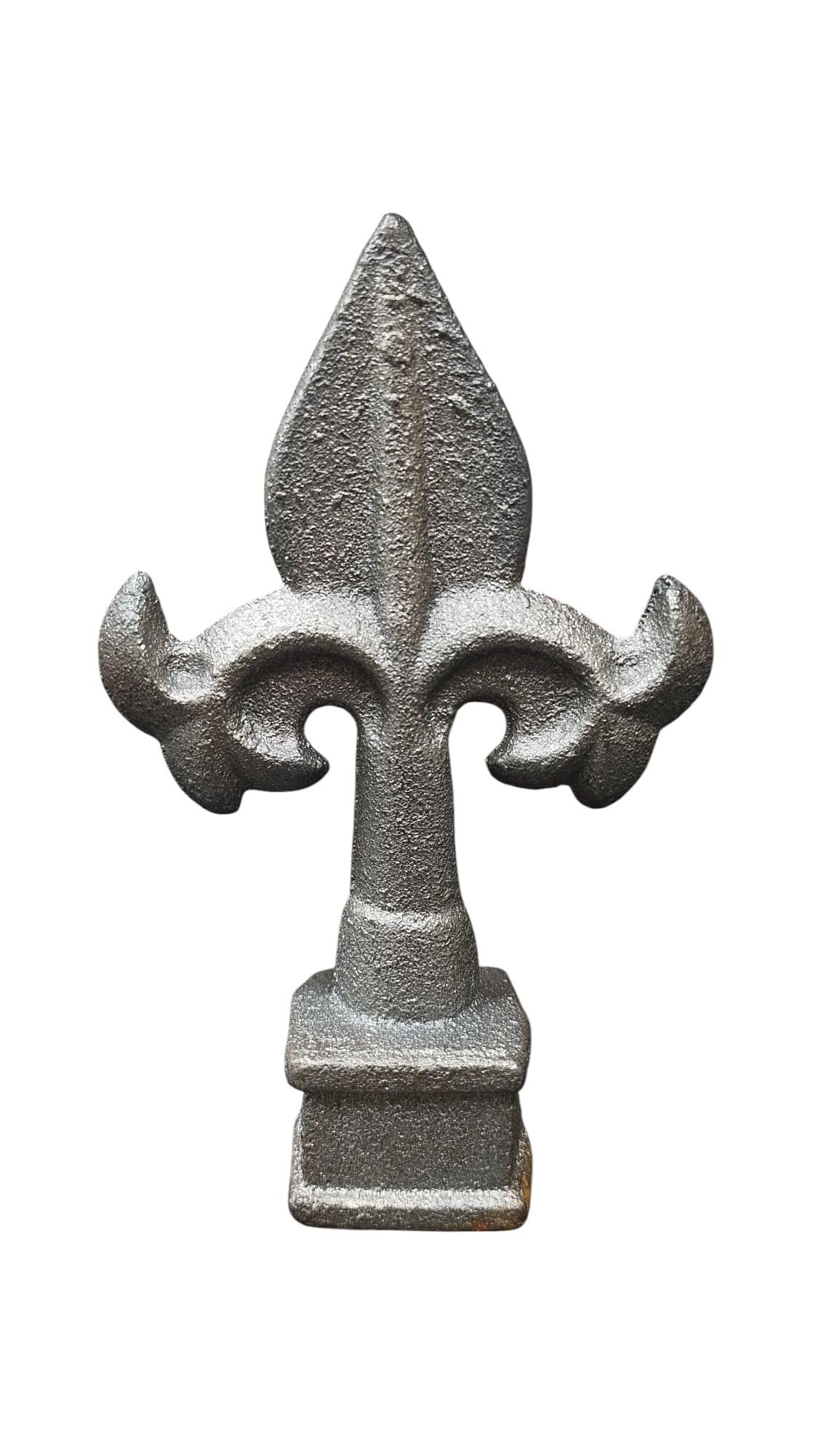 Cast Iron Fence Finials, Multiple Decorative Styles &amp; Sizes, 1/2" to 1" Inch Square and Round Spears, Fleur de Lis Design (3/4" French SQ, 5)