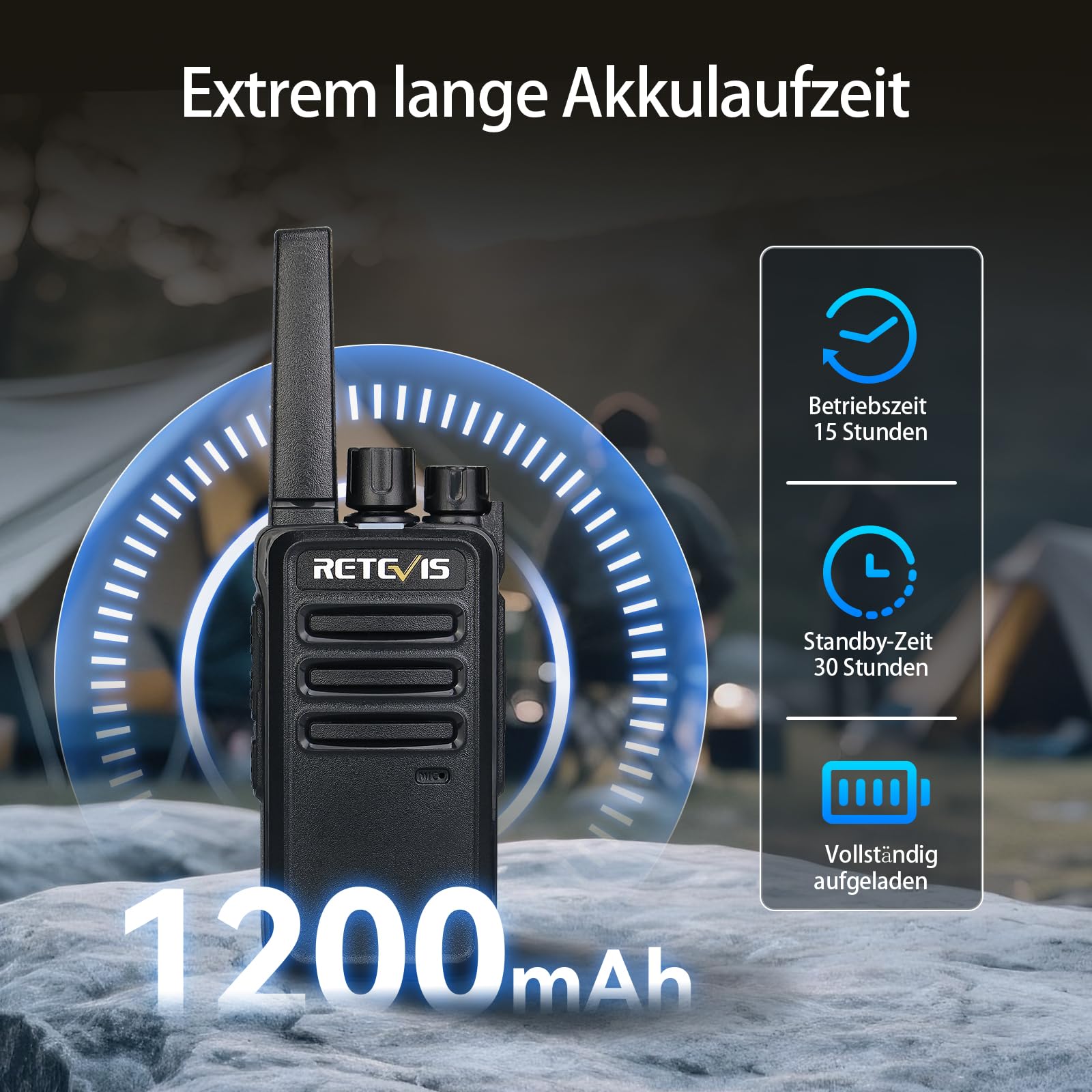 Retevis RT668 Walkie Talkie Professionali, Ricetrasmittenti PMR446, 1200mAh, VOX, Anticaduta, Antipolvere, Walkie-Talkie con Auricolareper per Sport All'aria Aperta,Escursionismo (Nero, 2 Pezzi)