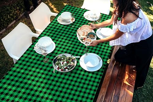 Miniatura 7 de Buxiuer Mantel de plástico a cuadros naranja y blanco, decoración de otoño y Acción de Gracias, a cuadros, desechable, para comedor, cocina, 54 x