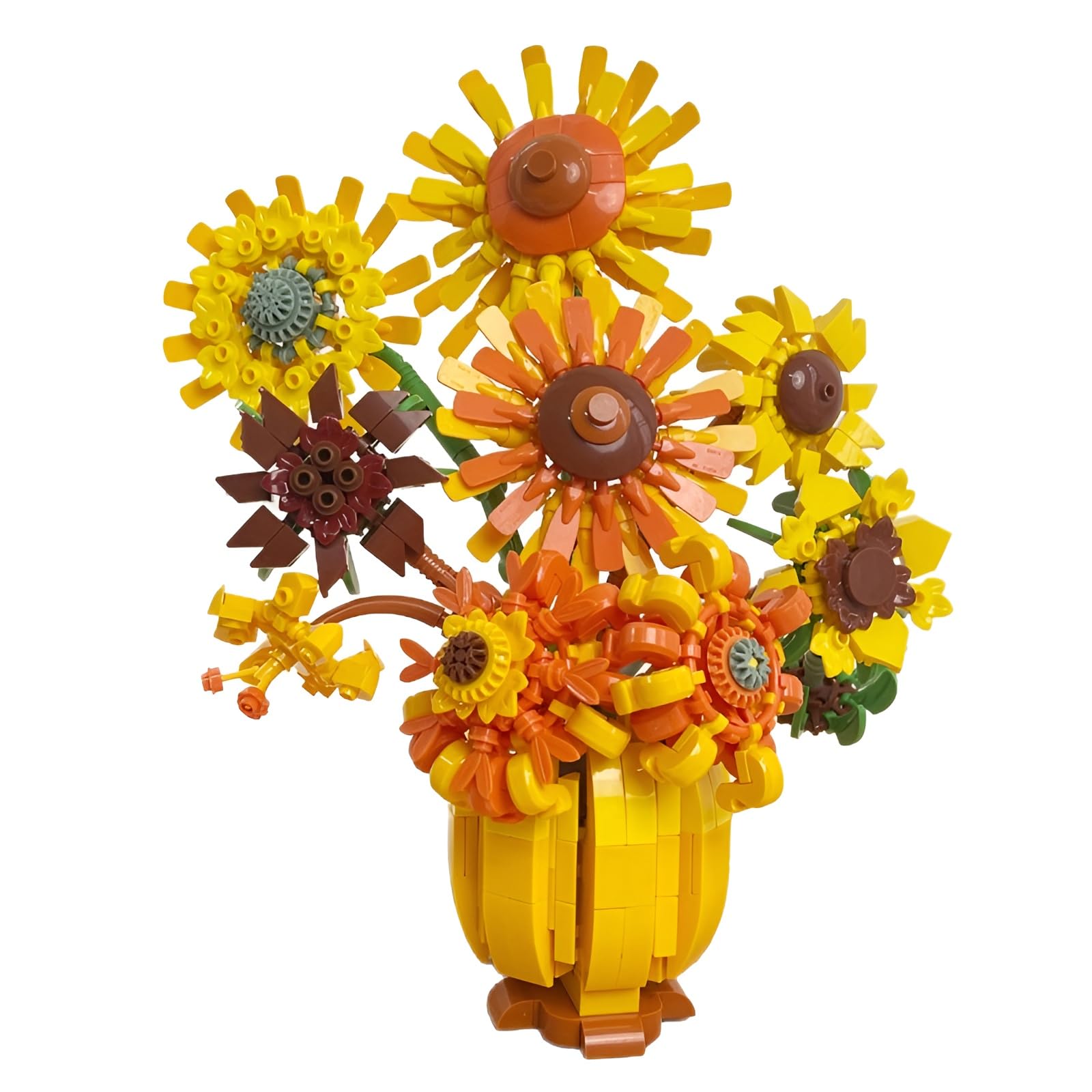 Sunflowers Mini Building Blocks Set with Vase (1019PCS), 3D Floral Art Bouquet, Botanical Collection Micro Bricks Toys, Creative Home Office Decor, Gift for Adults Kids Aged 8+