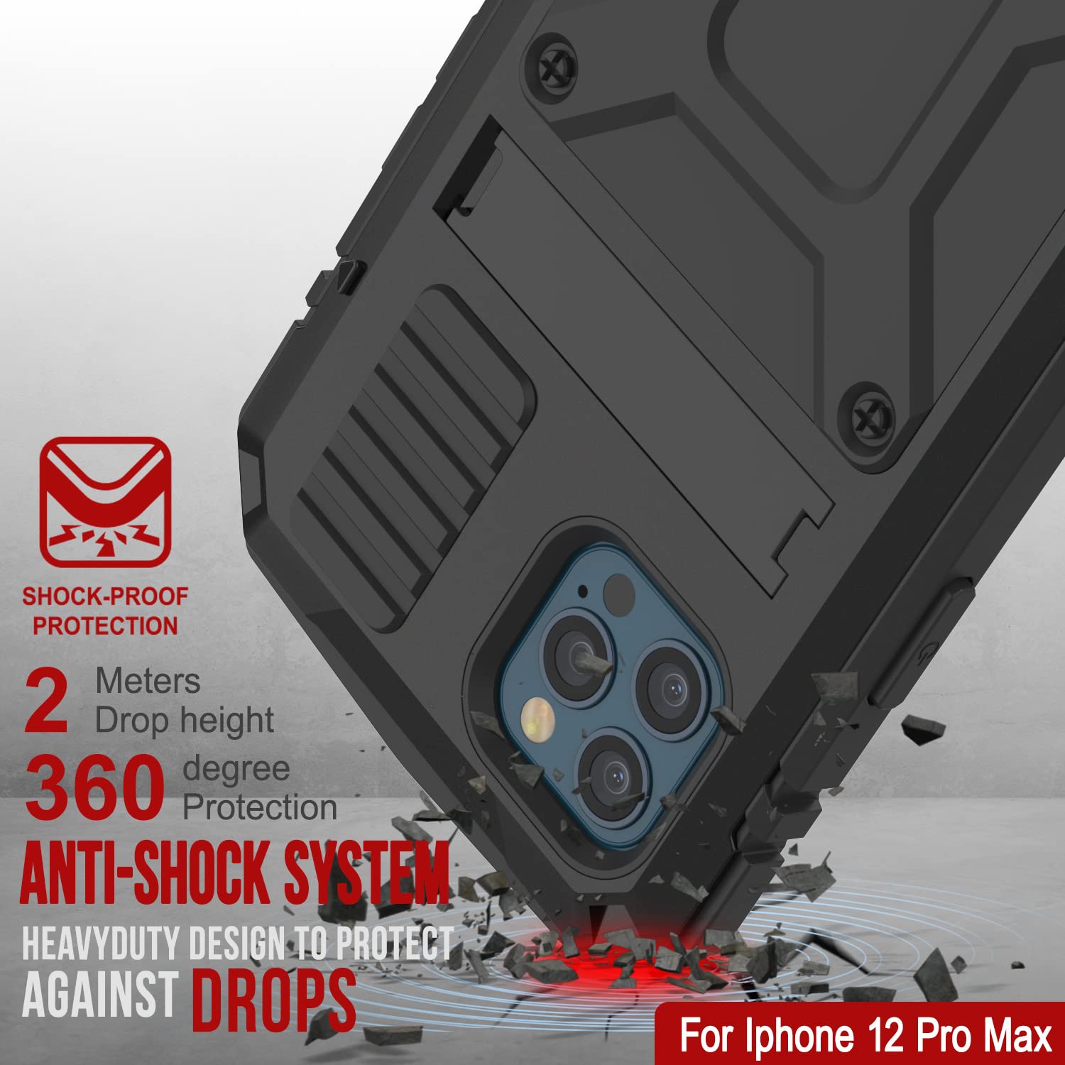 Custodia Metallica PunkCase 2.0 Per IPhone 12 Pro Max - Alluminio E TPU Con Vetro Temperato