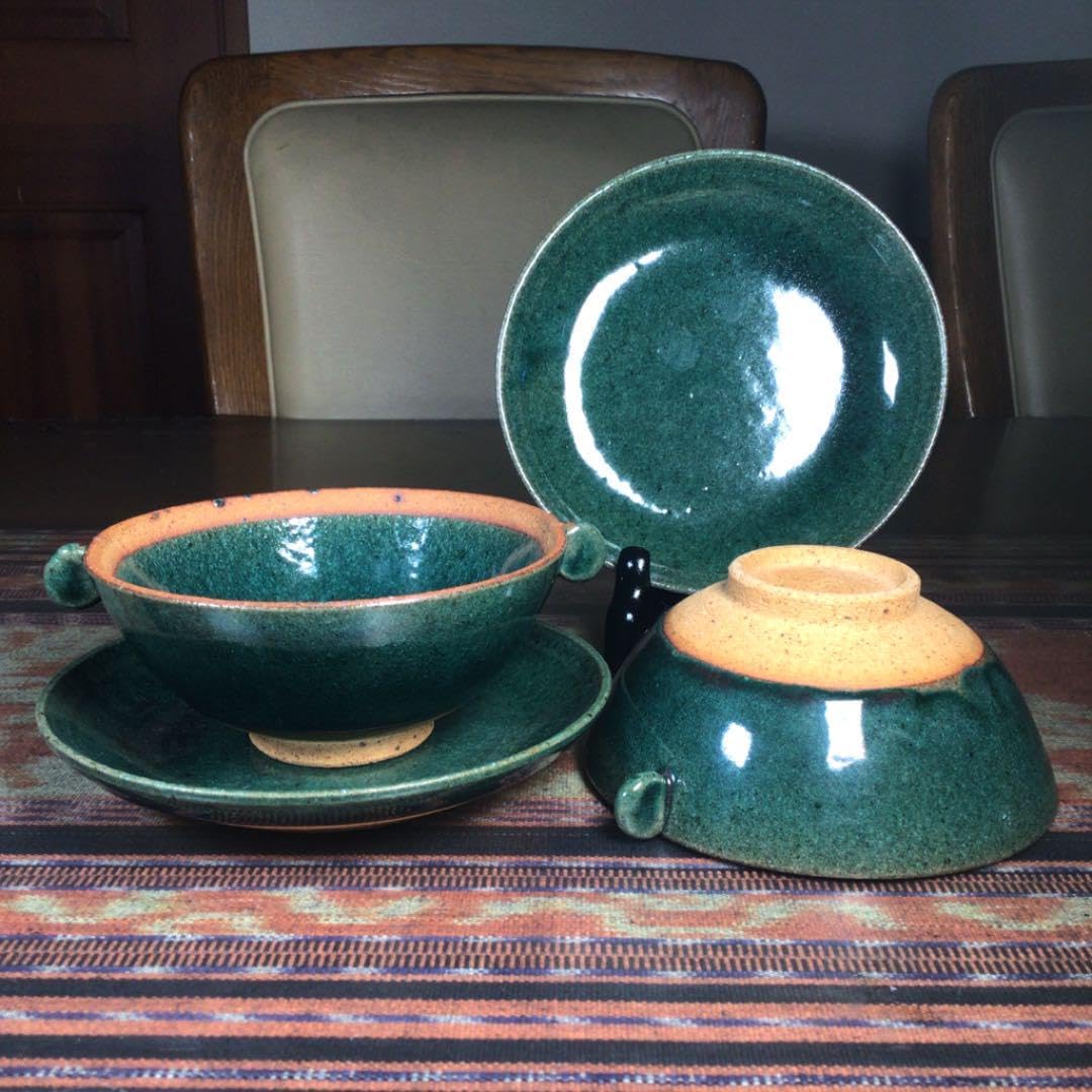 萩焼 CX2 スープカップ&amp;ソーサー ペア 緑