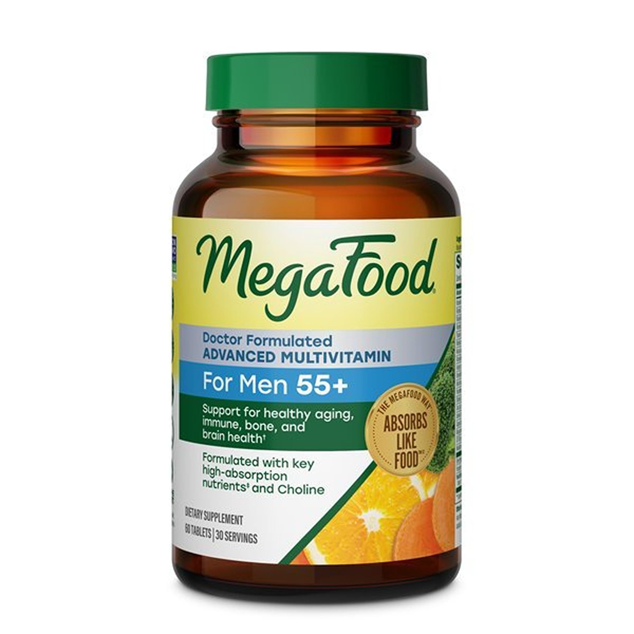 MegaFood Advanced Multivitamin for Men 55+ Doctor Formulated, 60 Tablets 60 Count (Pack of 1)