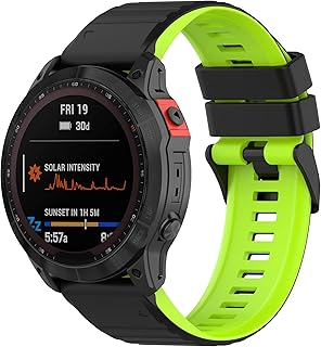 Juaupepo Pulseira de silicone compatível com Garmin Fenix 7X/Fenix 7, mulher e homem, 26 mm/22 mm, respirável, ajustável, de silicone macio, pulseiras de substituição para smartwatch Fenix 6X/Fenix 6/Fenix 5X Plus/Fenix 5