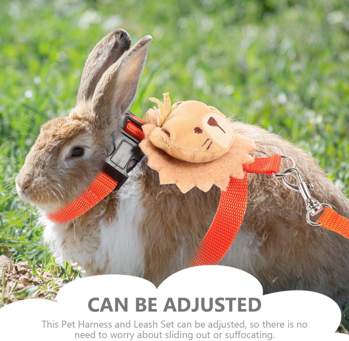 Cabilock Small Pet Leash Kit 2pcs Set with Comfortable Bunny Harness and Cartoon Design Pets Traction Rope for Dwarf Rabbits and Small Animals Outdoor Walking